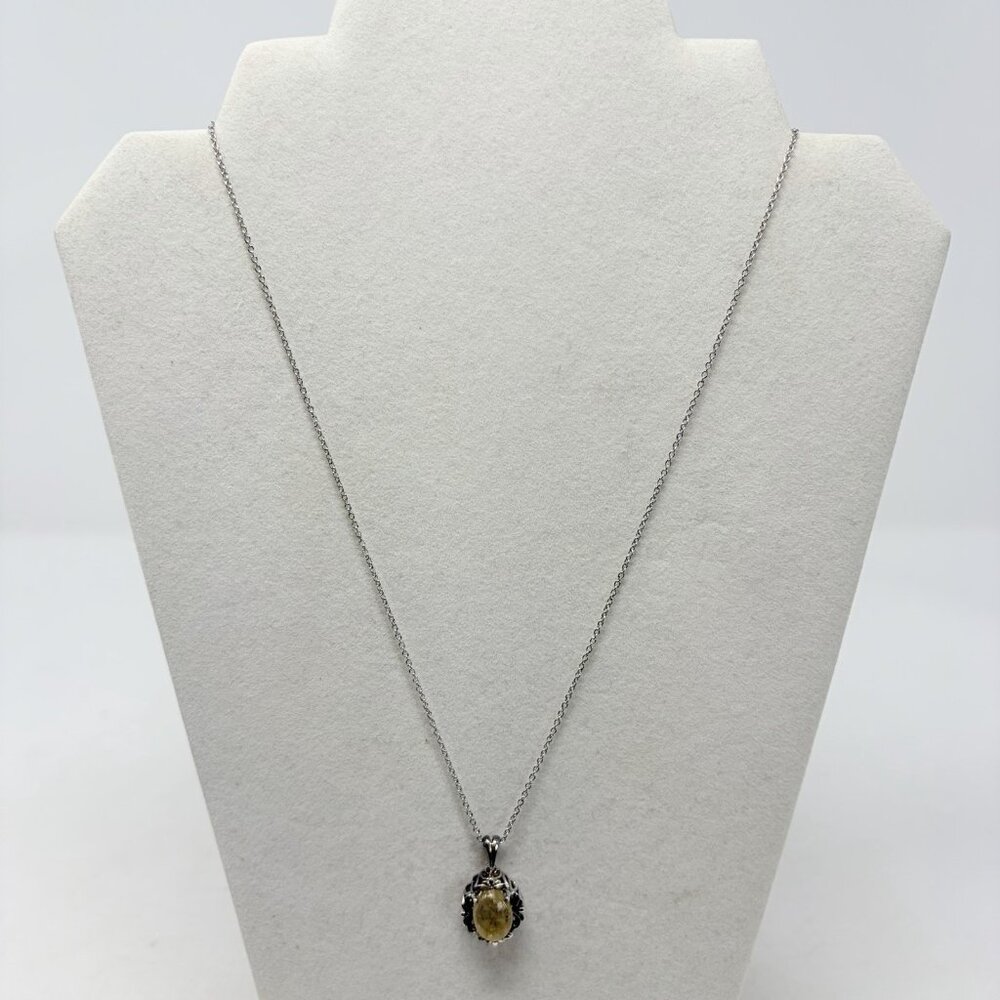 Shop LC Aurelia Rutilated Quartz Oval Pendant in Sterling Silver with Chain 5279